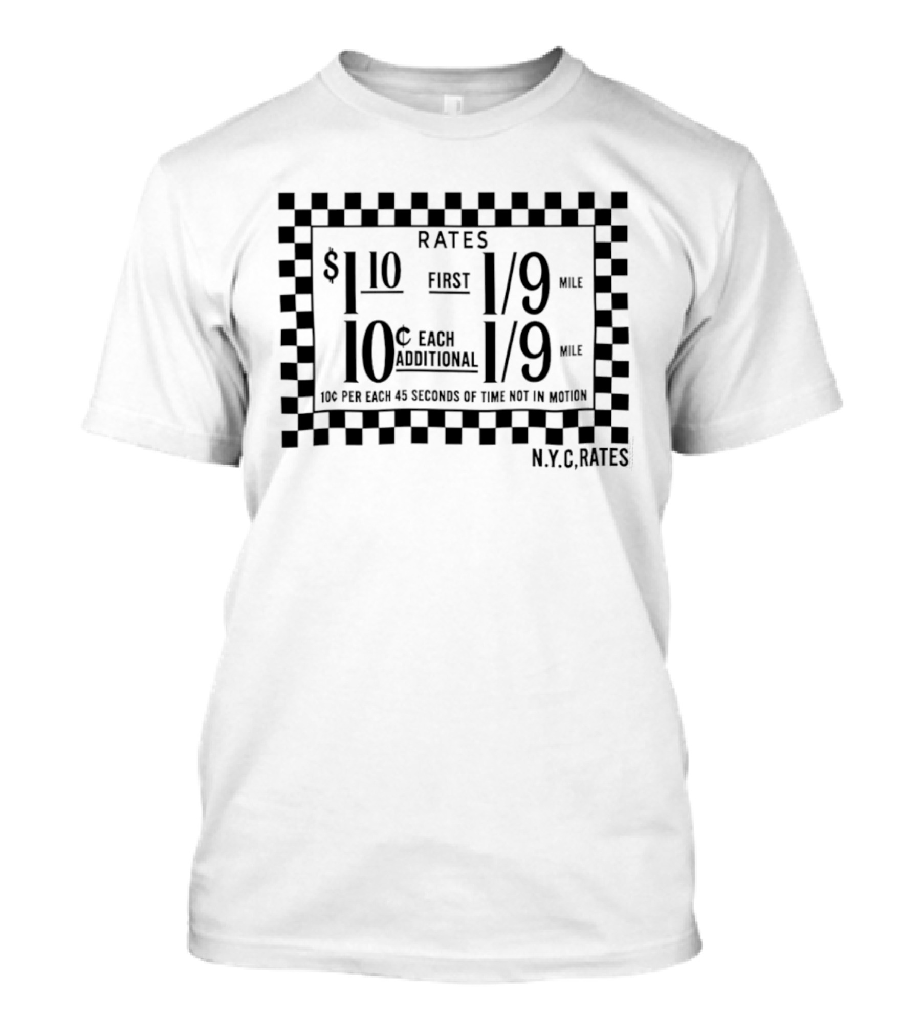 N.Y.C. Taxi Rates Checkerboard T-Shirt
