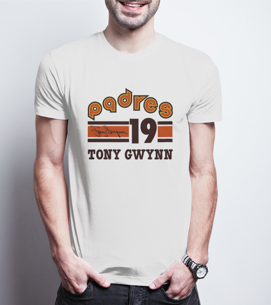 Padres 19 Tony Gwynn Signature T-Shirt
