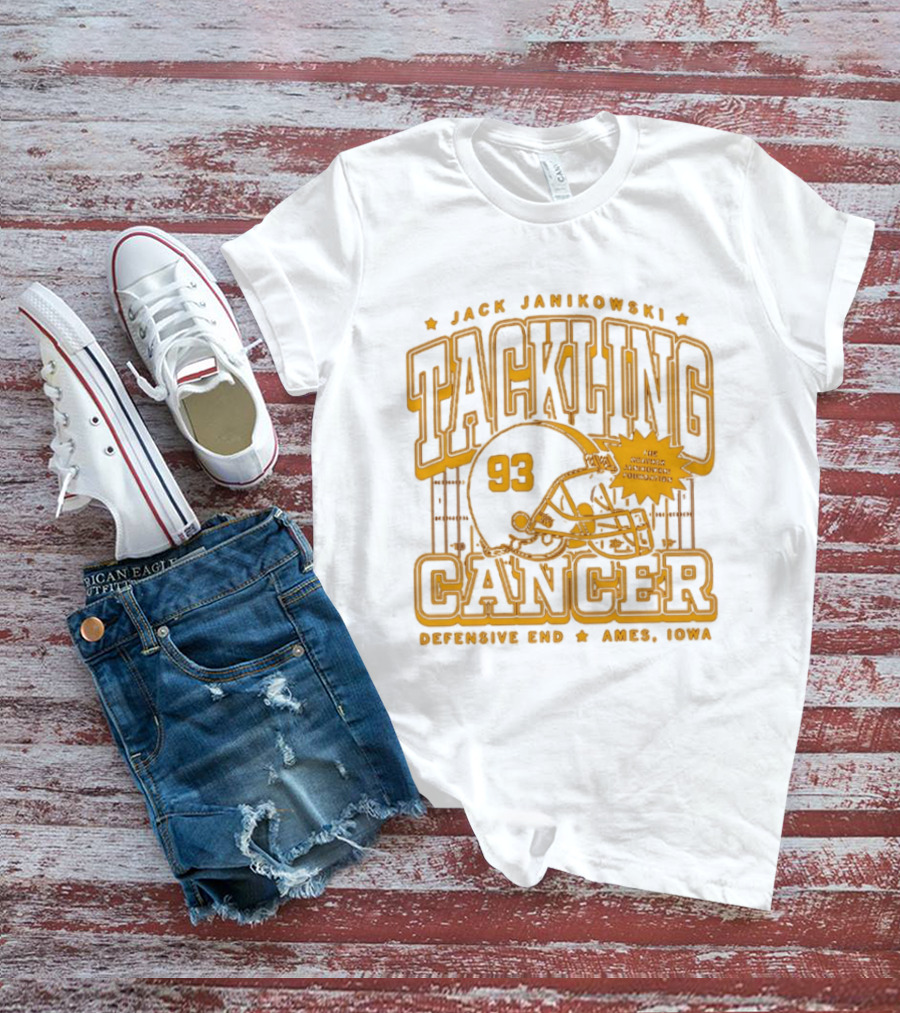 Jack Janikowski Tackling Cancer Defensive End 93 Ames Iowa Schmidt Foundation T-Shirt