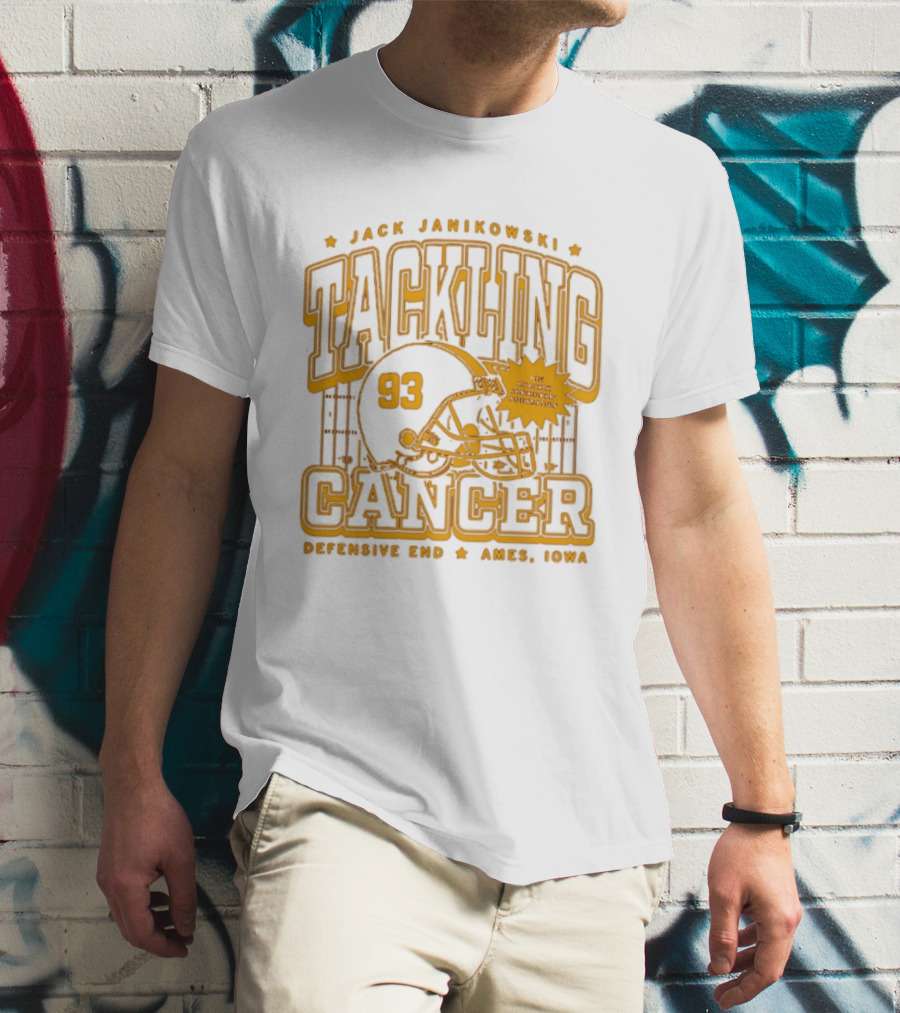 Jack Janikowski Tackling Cancer Defensive End 93 Ames Iowa Schmidt Foundation T-Shirt
