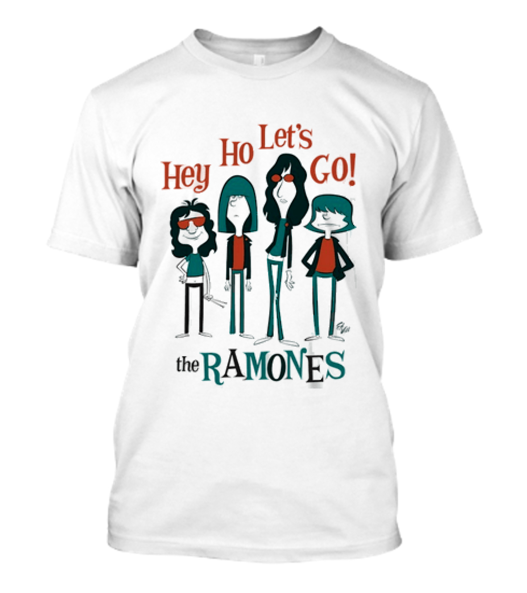 The Ramones Hey Ho Let's Go Cartoon Band Members T-Shirt