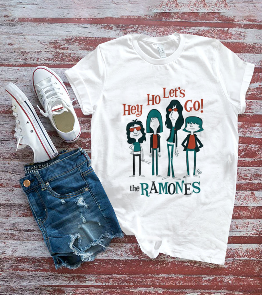 The Ramones Hey Ho Let's Go Cartoon Band Members T-Shirt