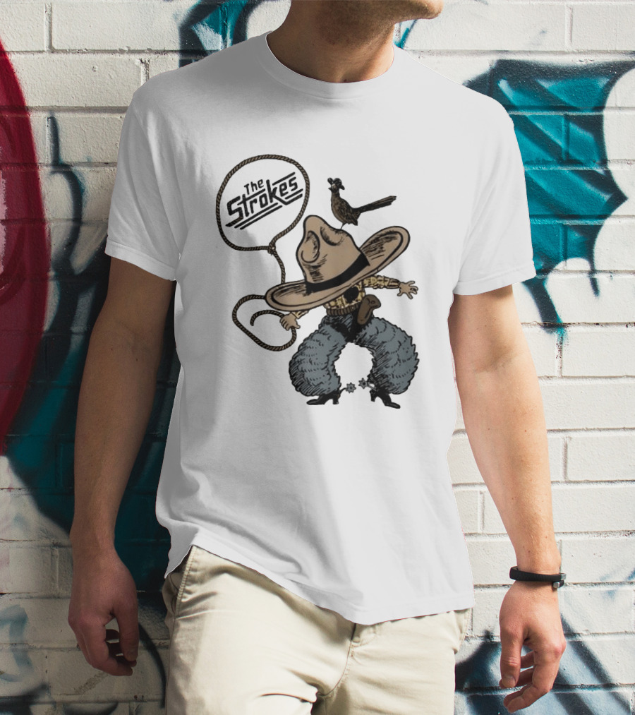 The Strokes Cowboy Roadrunner Western Lasso Band Music T-Shirt