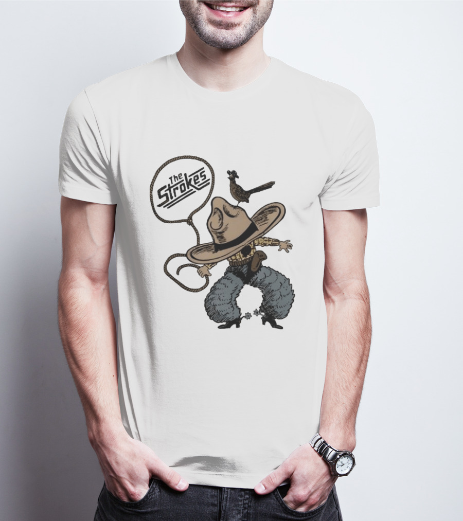 The Strokes Cowboy Roadrunner Western Lasso Band Music T-Shirt
