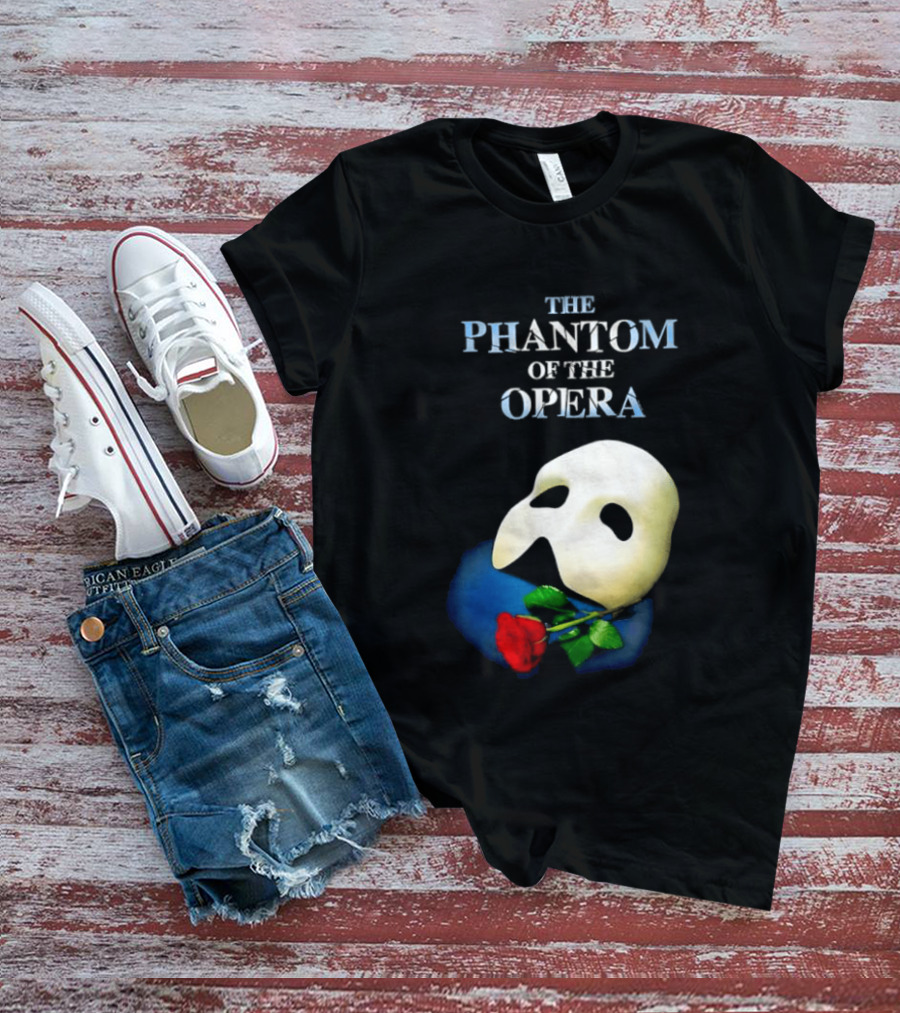 The Phantom Of The Opera Mask With Red Rose T-Shirt