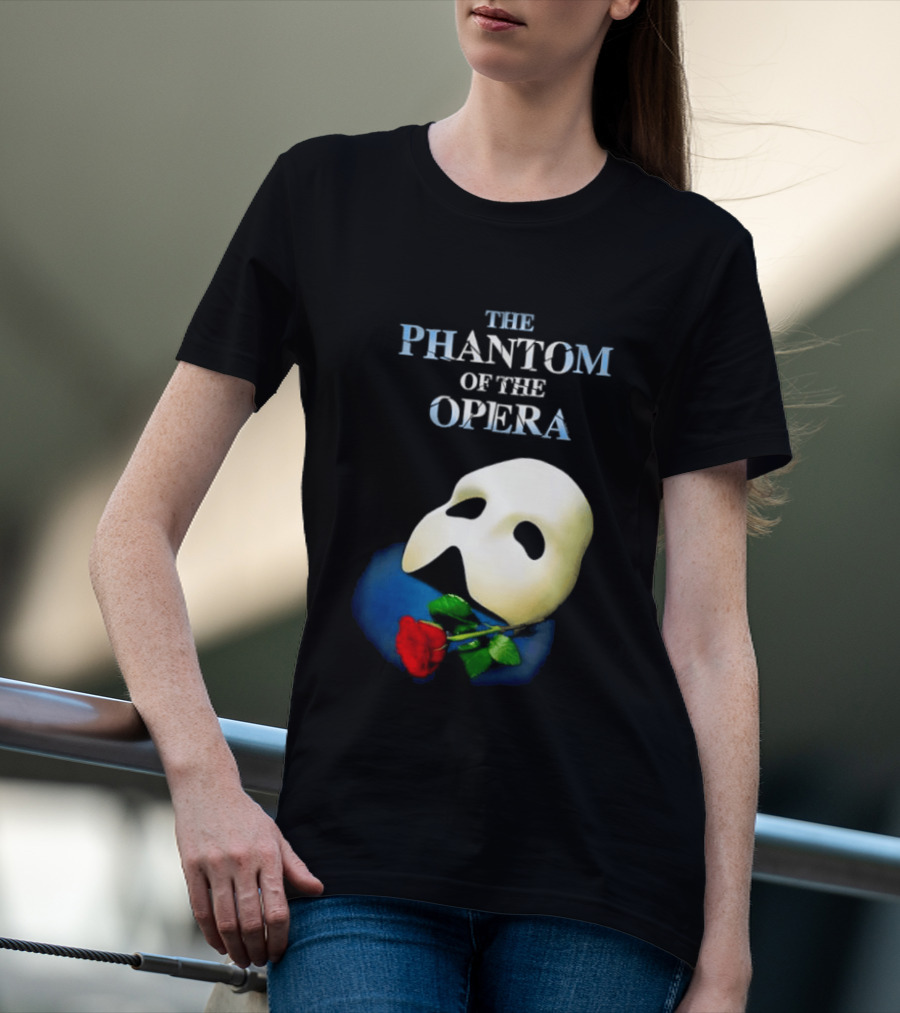 The Phantom Of The Opera Mask With Red Rose T-Shirt