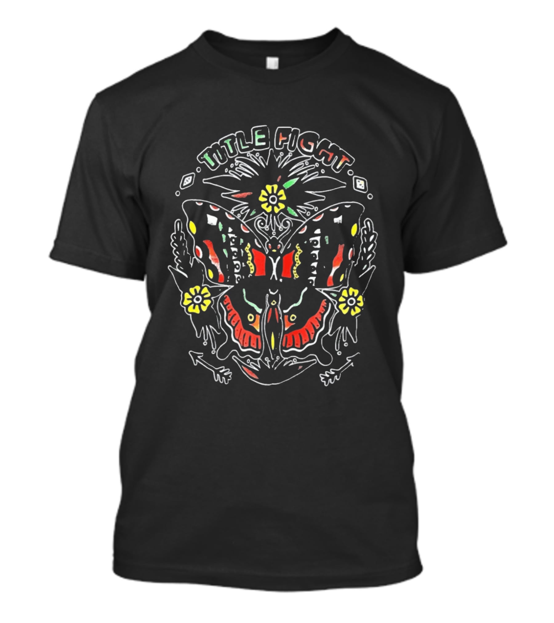 Title Fight Butterfly Flowers Bold Colorful T-Shirt