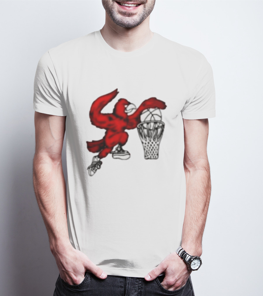 Red Cardinal Bird Dunking Basketball T-Shirt