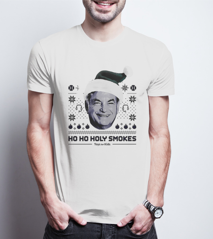 Rick Rizzs Ho Ho Holy Smokes Santa Hat Mariners Rizzsmas In July T-Shirt