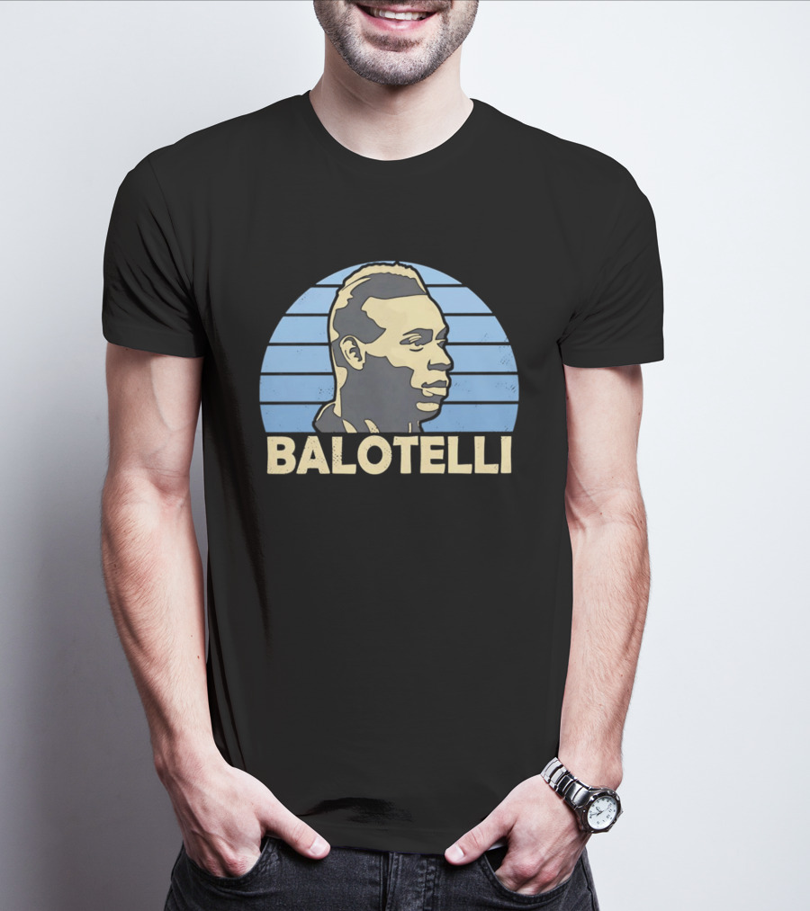 Balotelli Retro Style Italian Footballer Profile T-Shirt