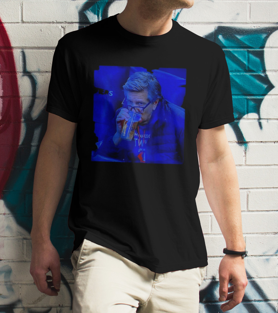 Minnesota Timberwolves Chris Finch NBA Basketball Drinking Beer Image T-Shirt