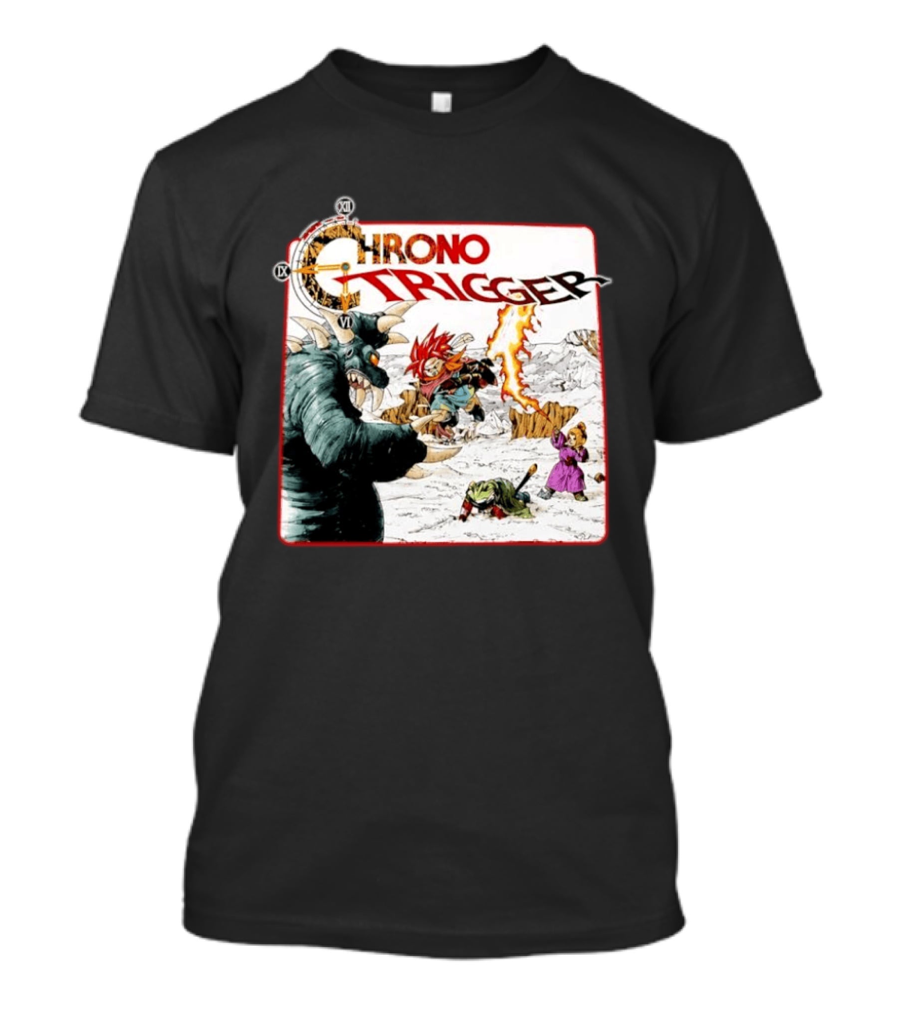 Chrono Trigger Iconic Gaming Adventure Characters And Battle Scene T-Shirt