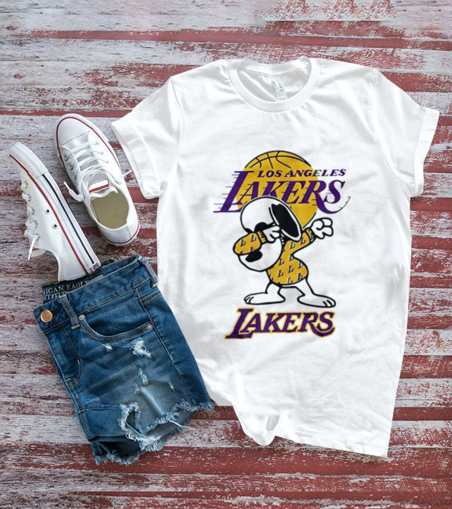 Dabbing Snoopy Los Angeles Lakers Basketball Mashup T-Shirt