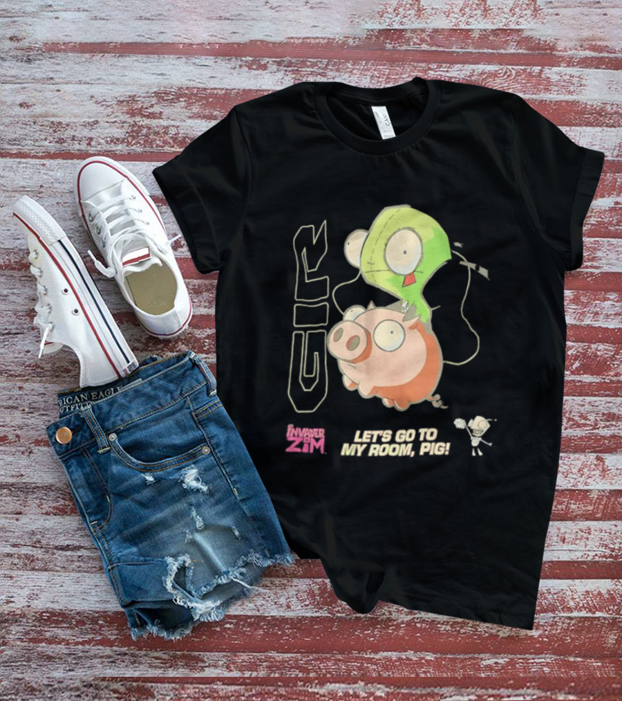 GIR Invader Zim Let's Go To My Room Pig Ride Adventure T-Shirt