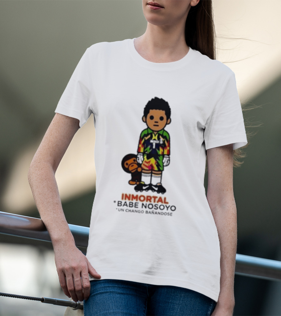 Jorge Campos Inmortal Babe Nosoyo Un Chango Bañandose Colorful Soccer Legend And Monkey T-Shirt