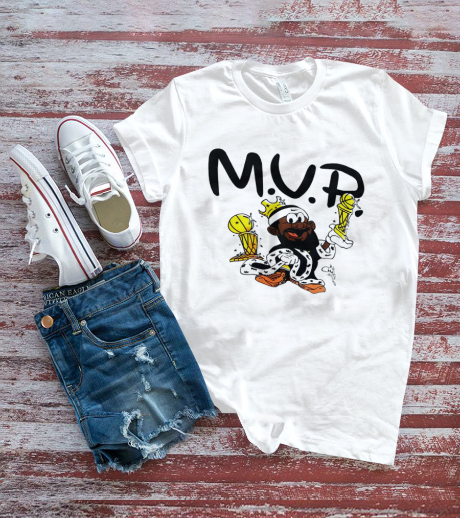 Lebron James MVP Cartoon With Trophy And Crown Lakers Basketball Bubble Boy T-Shirt