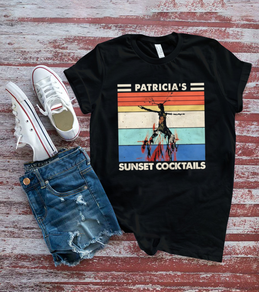 Patricia's Sunset Cocktails Vintage Beach Stripes T-Shirt