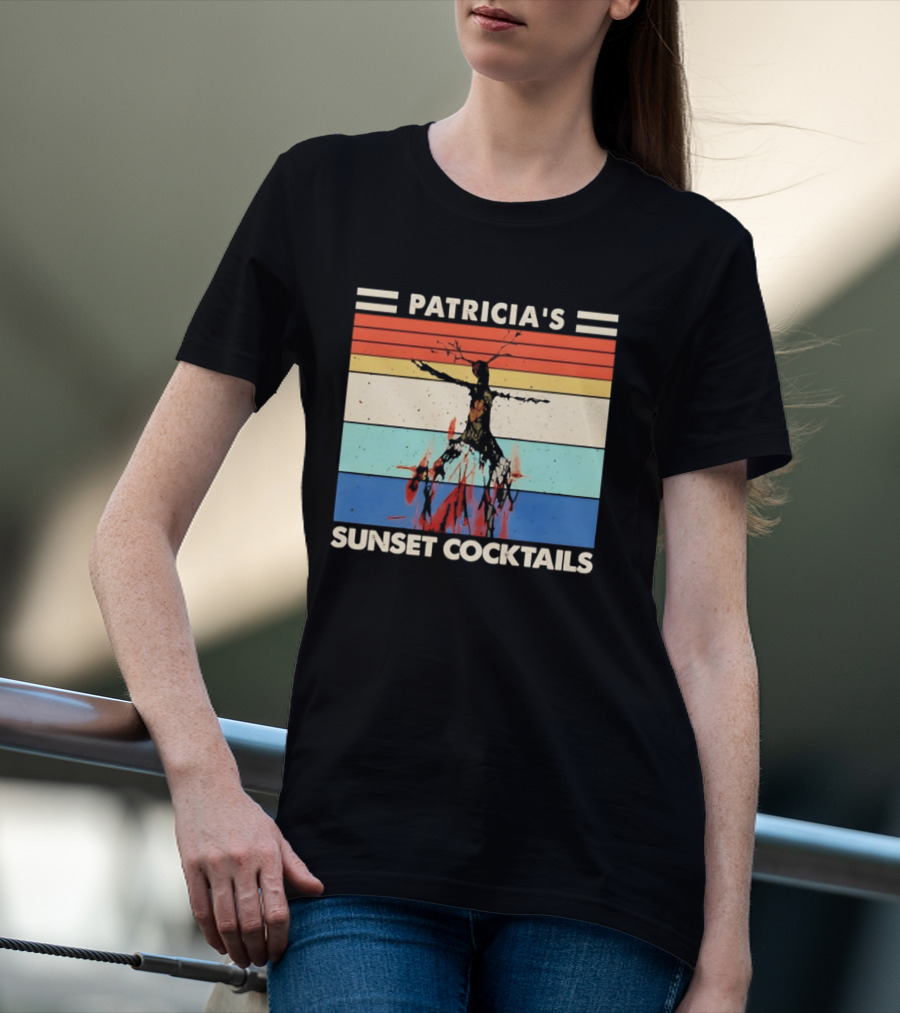 Patricia's Sunset Cocktails Vintage Beach Stripes T-Shirt