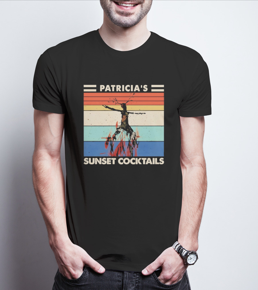 Patricia's Sunset Cocktails Vintage Beach Stripes T-Shirt