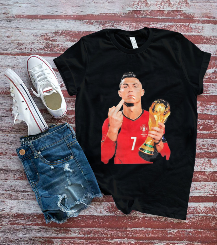 Cristiano Ronaldo Portugal 7 Middle Finger World Cup Trophy T-Shirt