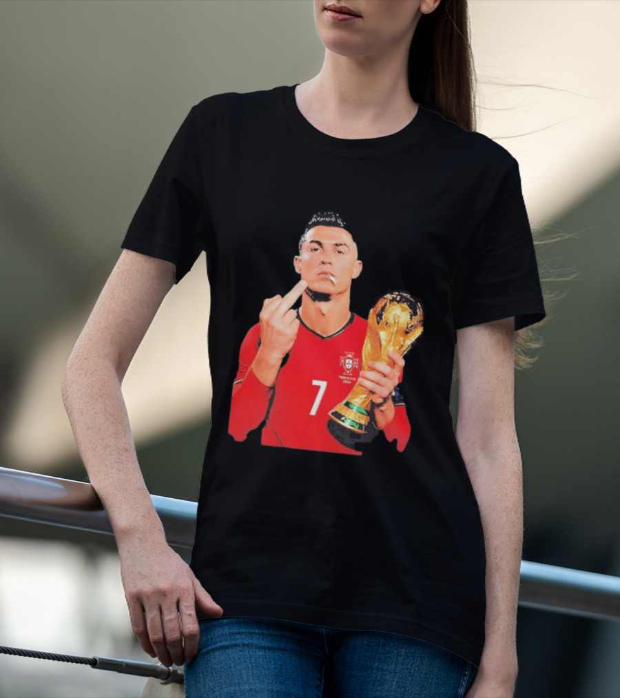 Cristiano Ronaldo Portugal 7 Middle Finger World Cup Trophy T-Shirt
