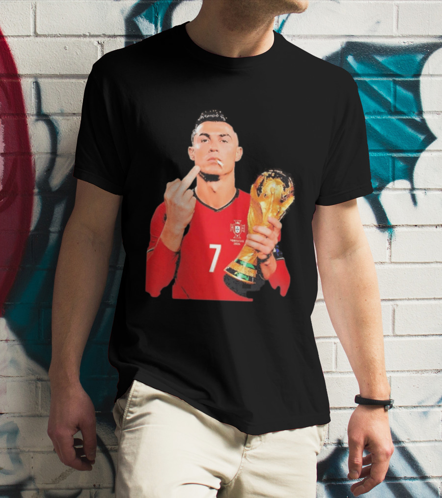 Cristiano Ronaldo Portugal 7 Middle Finger World Cup Trophy T-Shirt