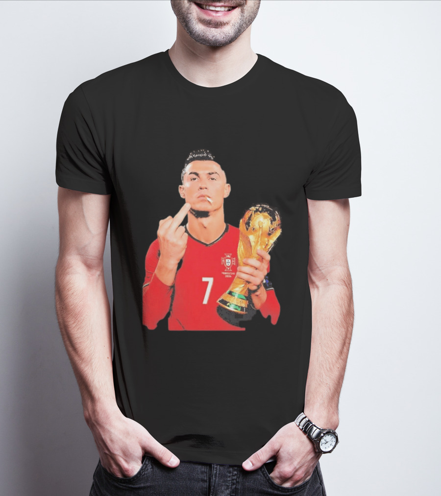 Cristiano Ronaldo Portugal 7 Middle Finger World Cup Trophy T-Shirt
