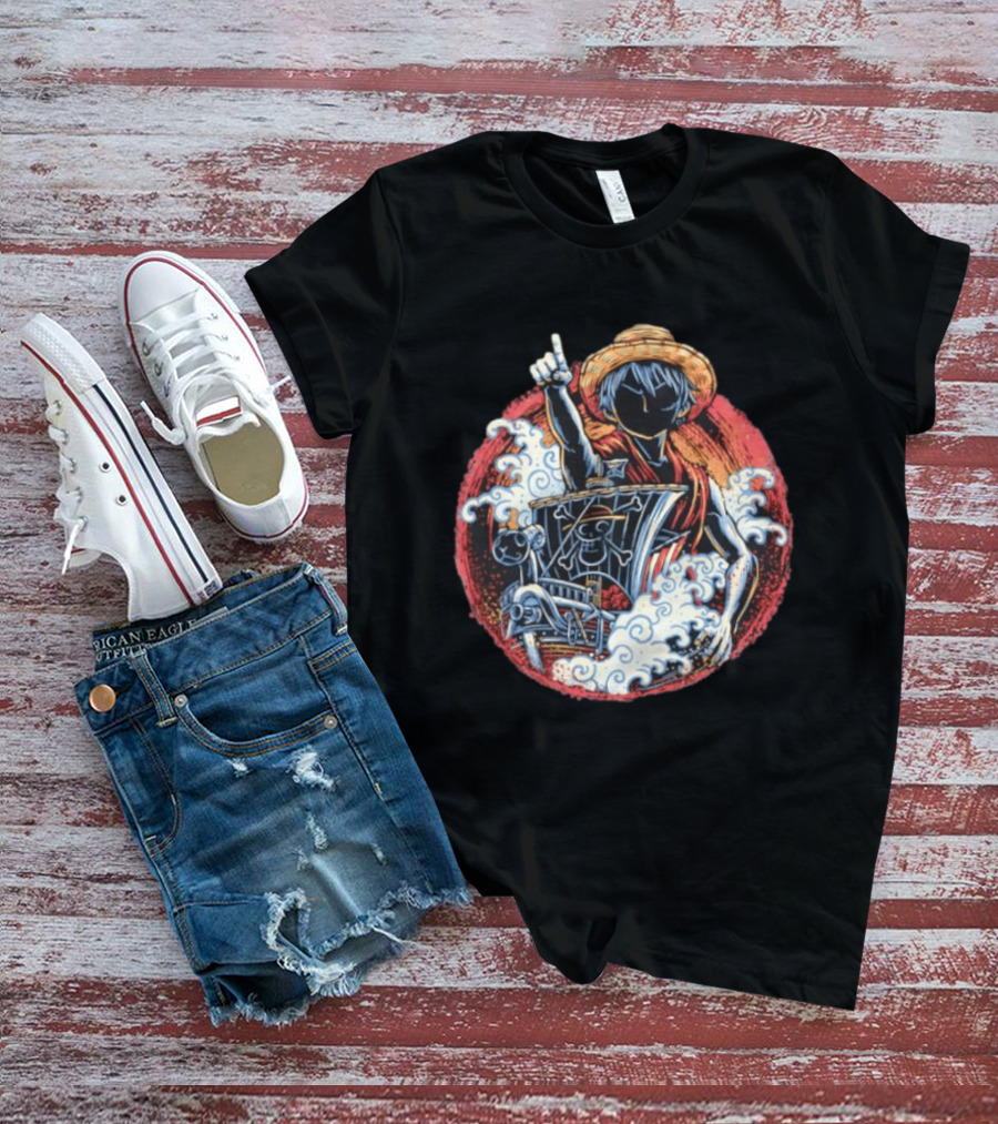 Monkey D Luffy Going Merry One Piece Anime Characters Pirate Ship Adventure T-Shirt