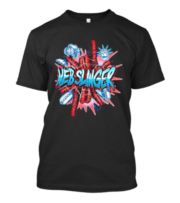 Web Slinger Camera Statue Of Liberty Sneakers Film Hot Dog T-Shirt