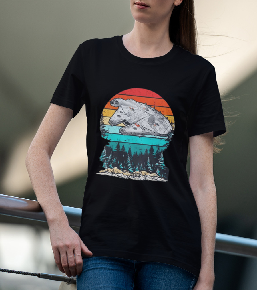 Star Wars Millennium Falcon Forest Sunset T-Shirt