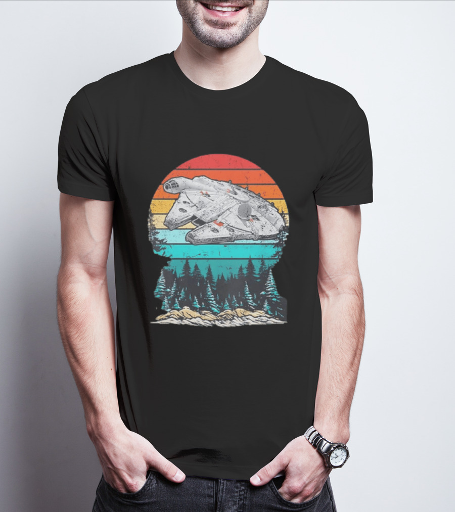 Star Wars Millennium Falcon Forest Sunset T-Shirt