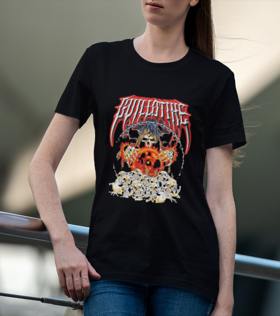 Guillotine Grim Reaper Crystal Ball Skulls Fiery Chains T-Shirt