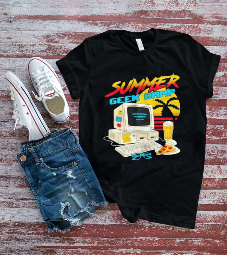 Summer Geek Camp Eat Sleep Code Repeat Loading Computer Pizza Beer T-Shirt
