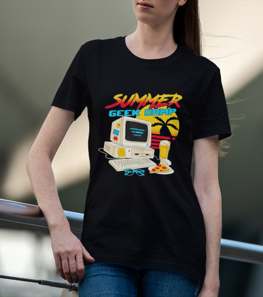 Summer Geek Camp Eat Sleep Code Repeat Loading Computer Pizza Beer T-Shirt