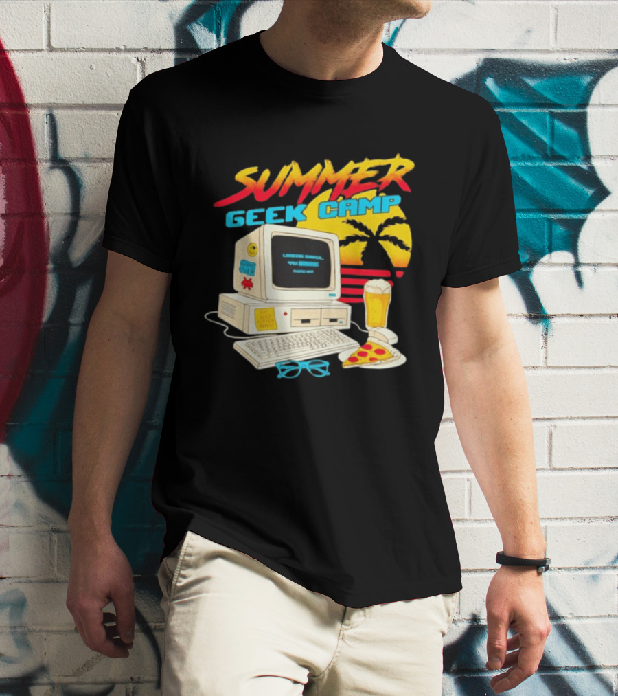 Summer Geek Camp Eat Sleep Code Repeat Loading Computer Pizza Beer T-Shirt