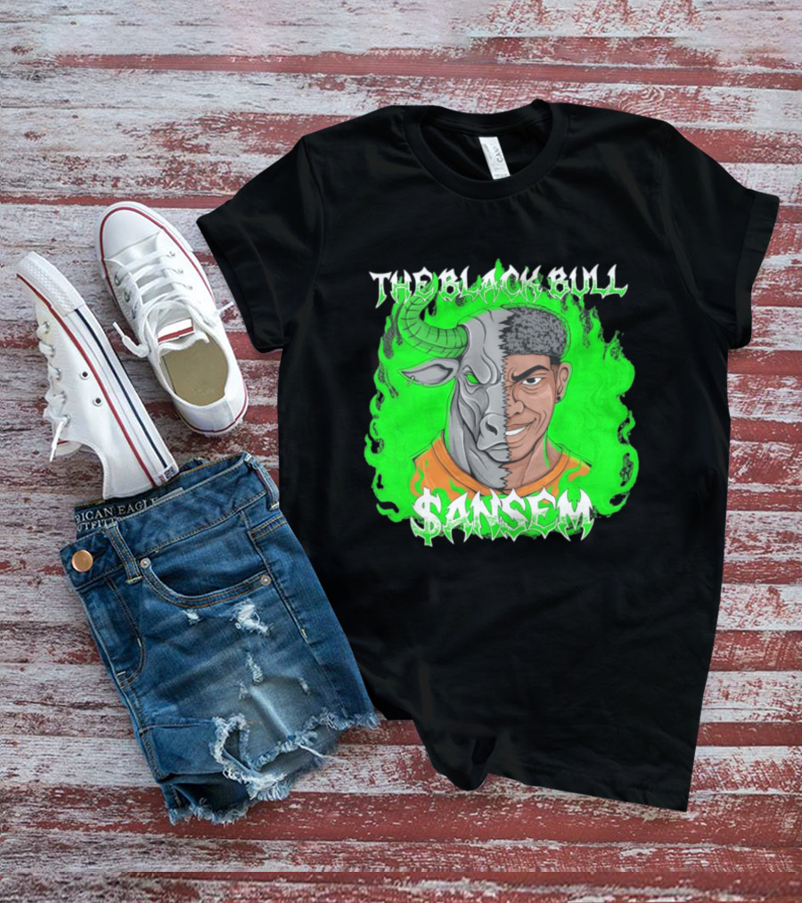 The Black Bull Sansem Half Man Half Bull Green Fire Fusion T-Shirt