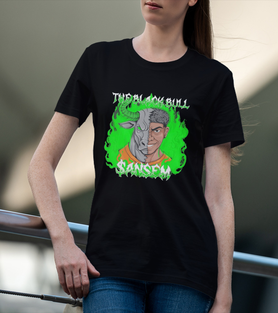 The Black Bull Sansem Half Man Half Bull Green Fire Fusion T-Shirt