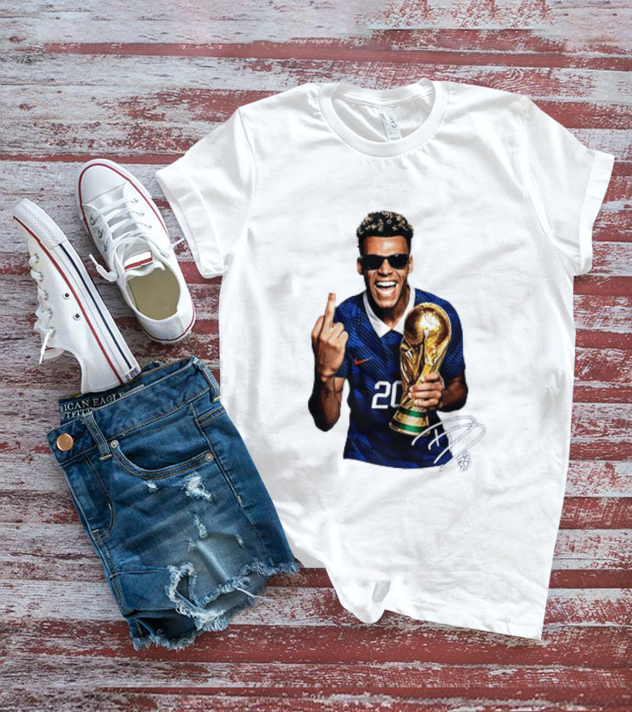 Desire Doue France National Team 20 Trophy Celebration Gesture T-Shirt