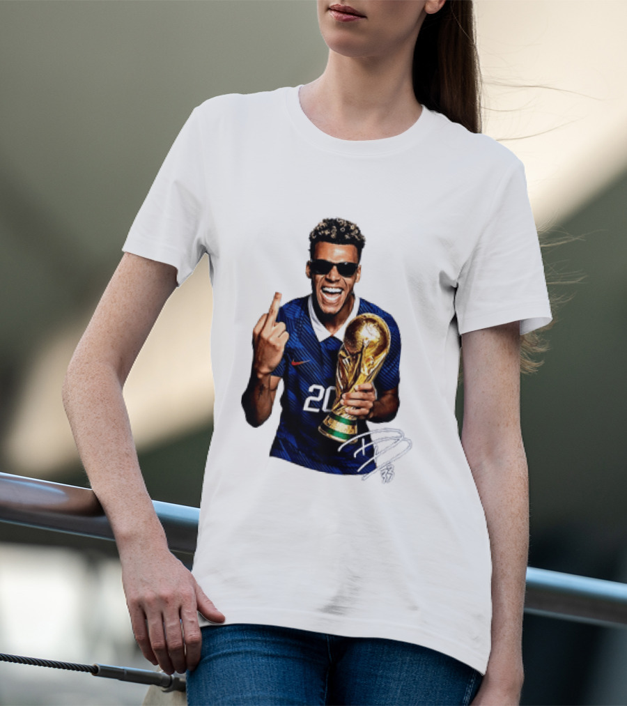 Desire Doue France National Team 20 Trophy Celebration Gesture T-Shirt