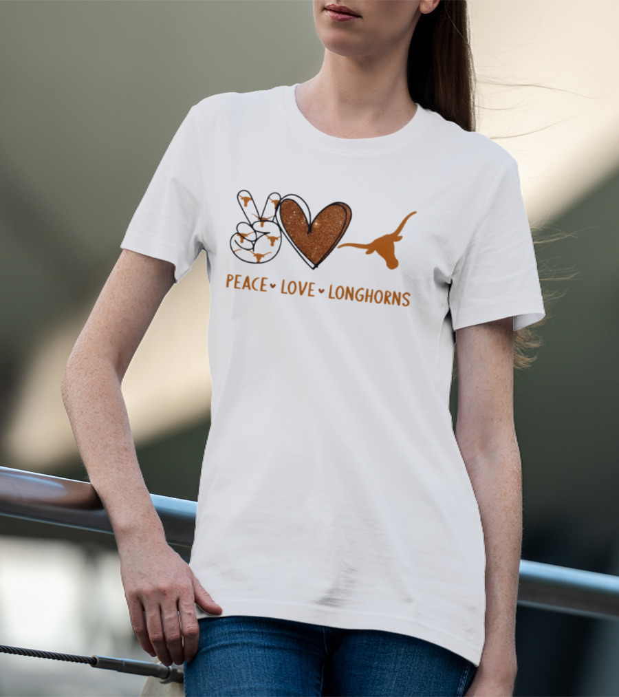 Peace Love Longhorns Texas Football Fan Gear T-Shirt