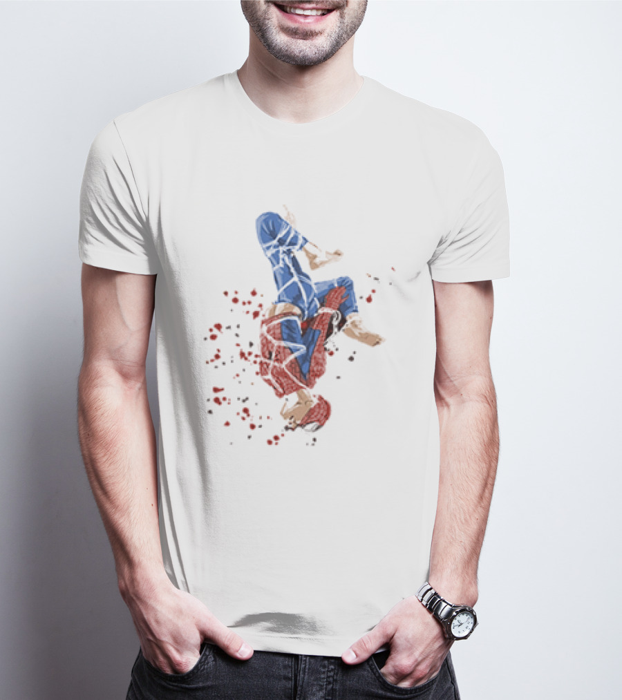 Spider Man Shibari Upside Down Rope Art With Red Flowers T-Shirt