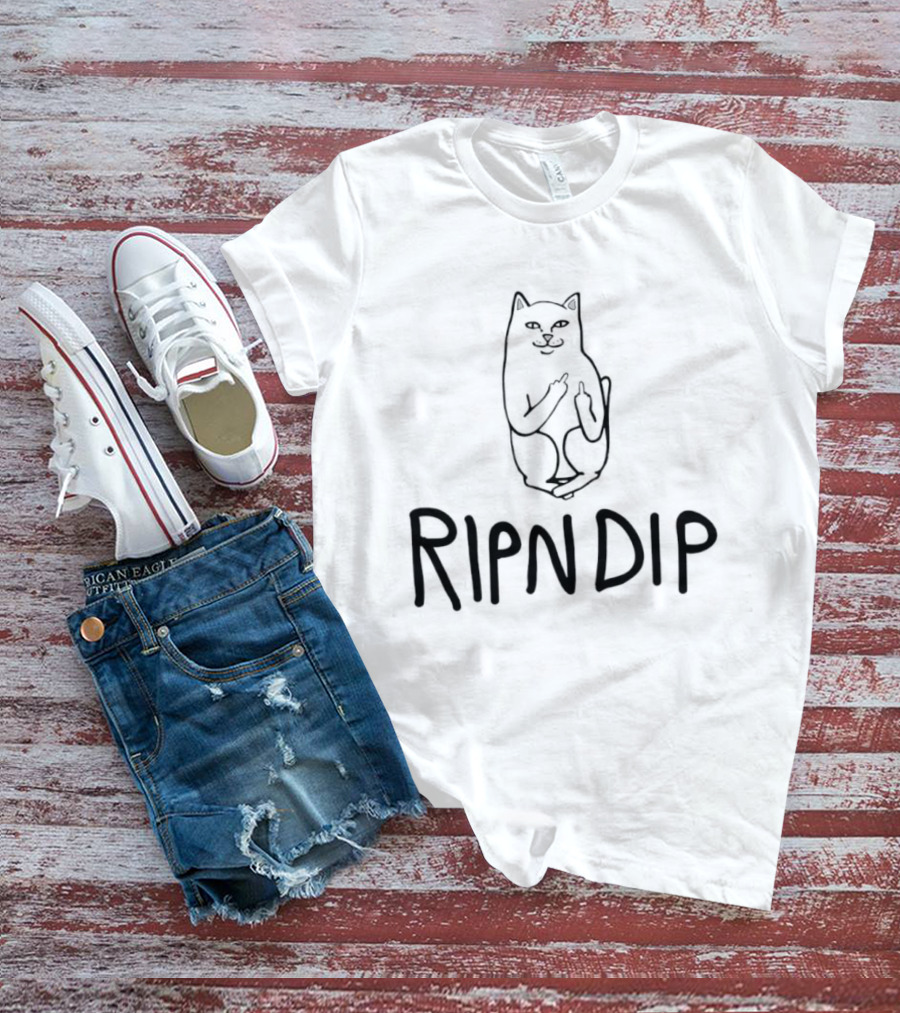Lord Nermal Ripndip Cat Middle Fingers Flipping Fun T-Shirt