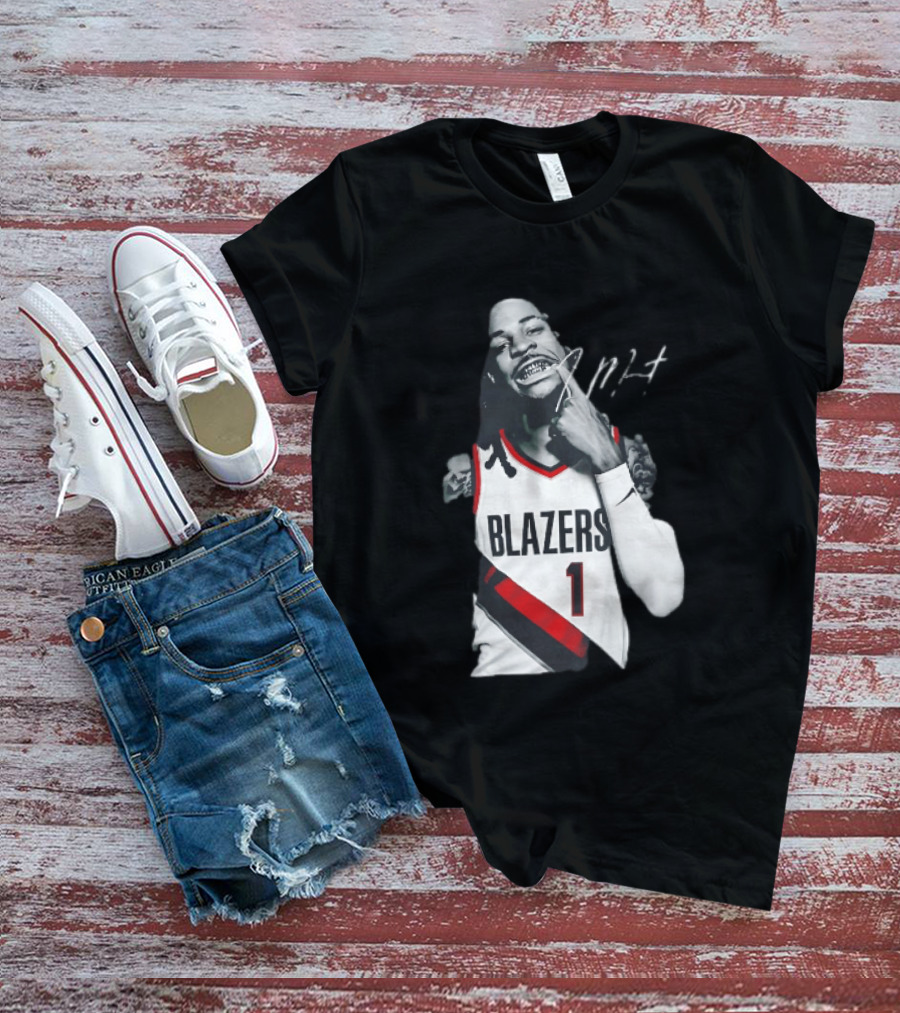 J MT Player Grills Number 1 Blazers T-Shirt