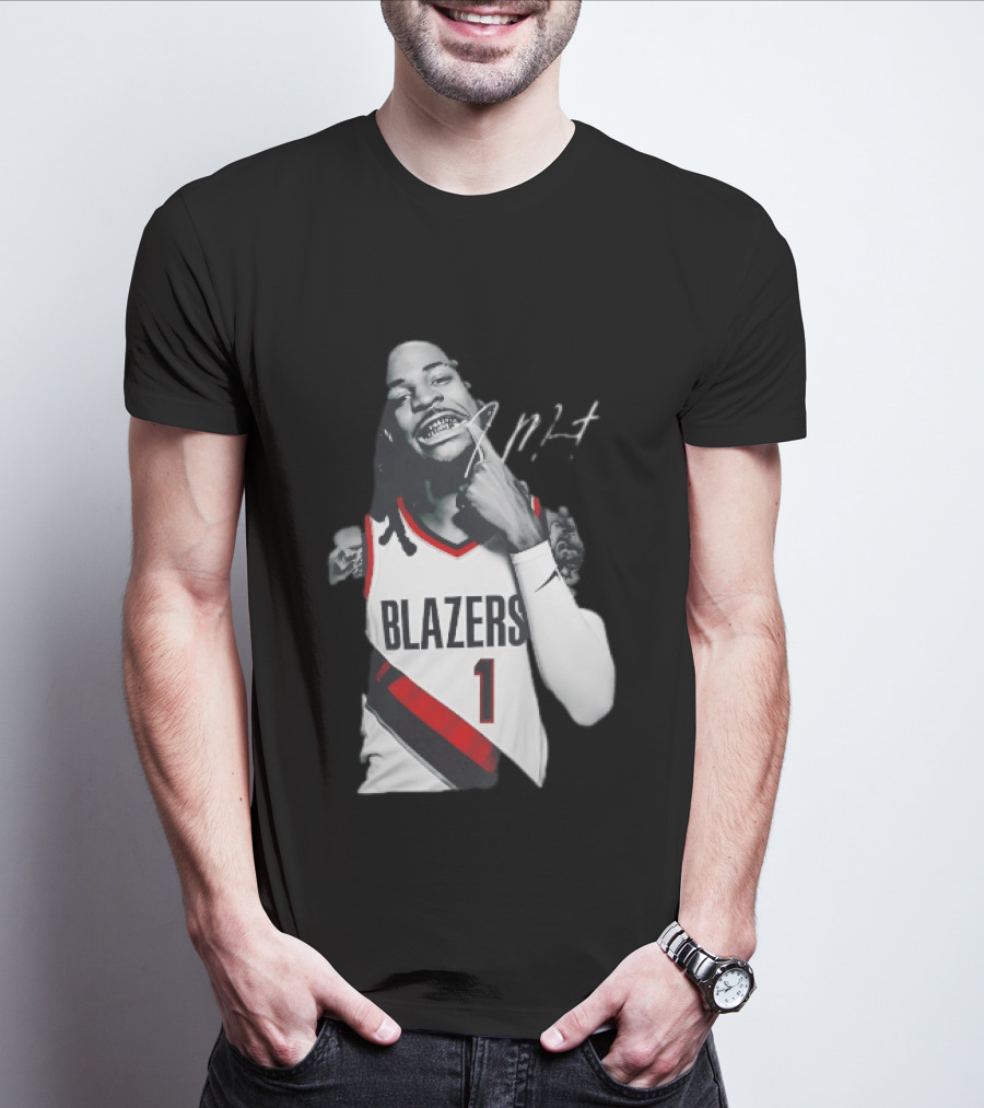 J MT Player Grills Number 1 Blazers T-Shirt