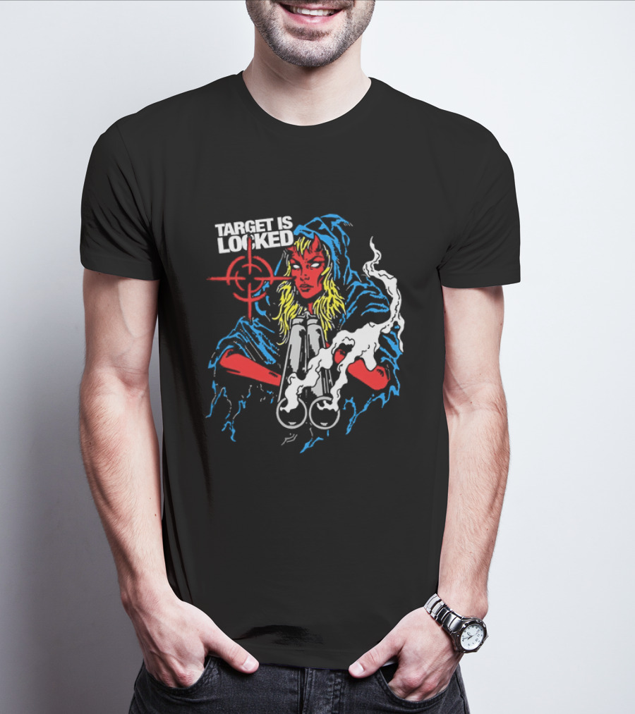 Target Is Locked Devil Woman Aiming Shotgun T-Shirt