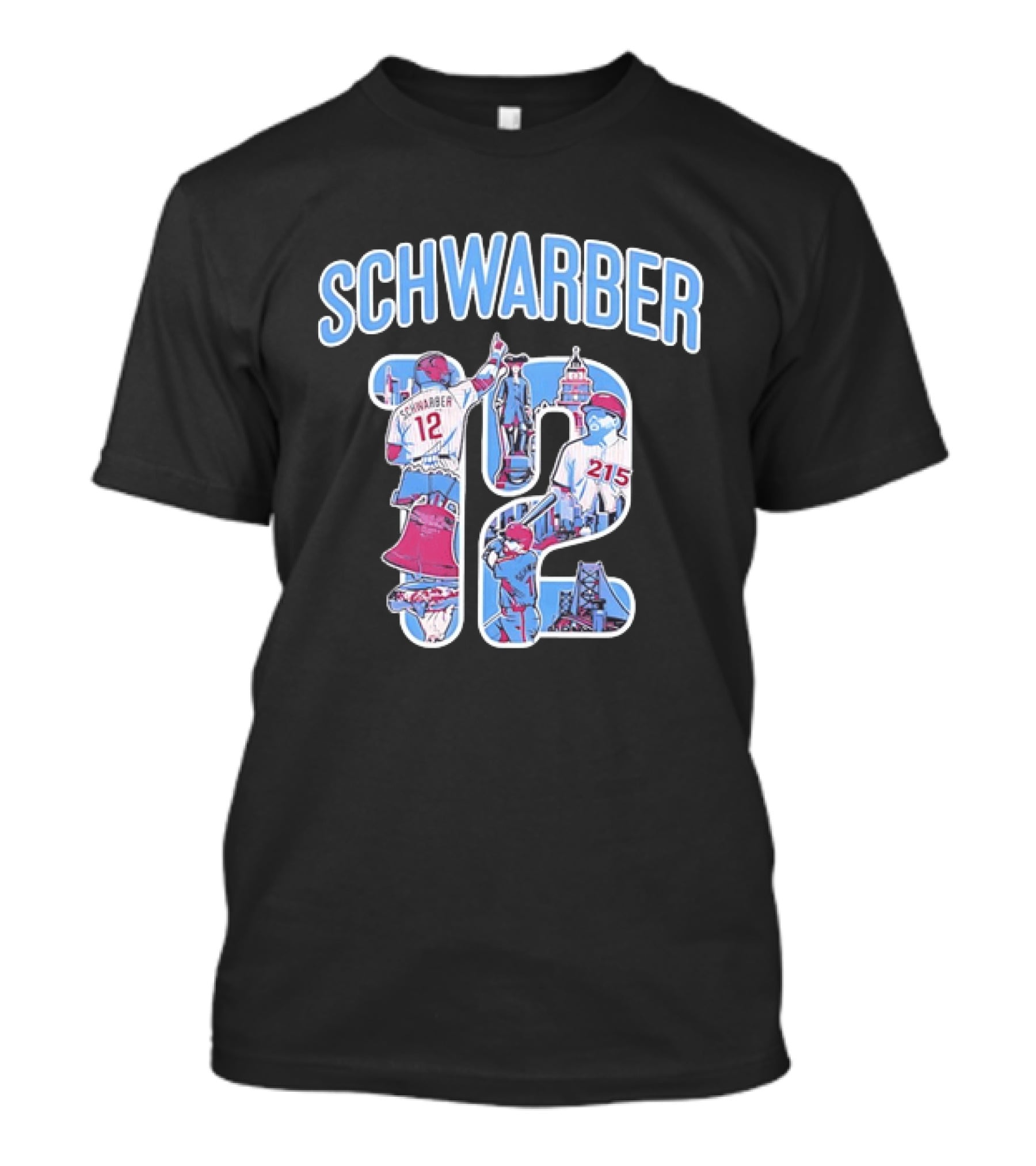 Kyle Schwarber Philadelphia Phillies 12 Liberty Bell City Skyline 215 T-Shirt