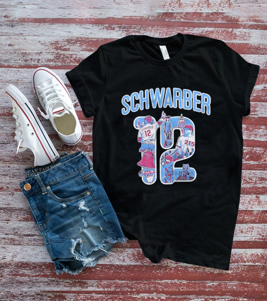 Kyle Schwarber Philadelphia Phillies 12 Liberty Bell City Skyline 215 T-Shirt