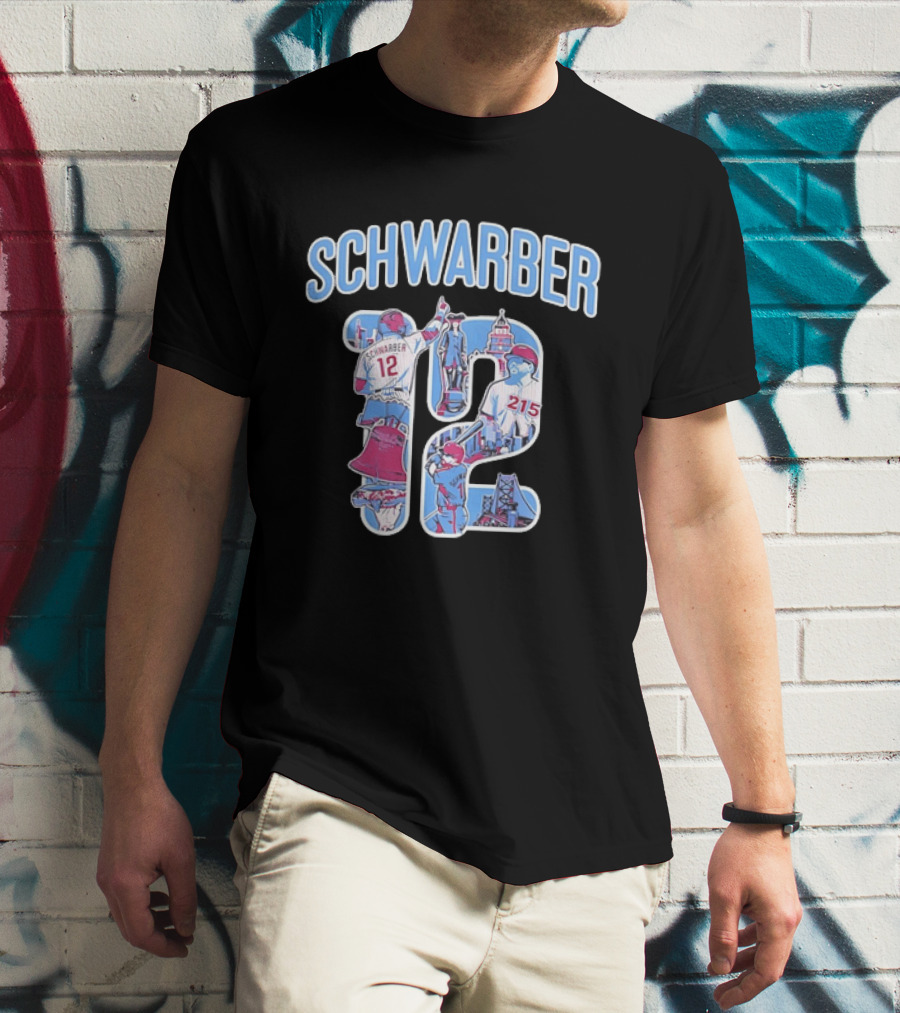 Kyle Schwarber Philadelphia Phillies 12 Liberty Bell City Skyline 215 T-Shirt