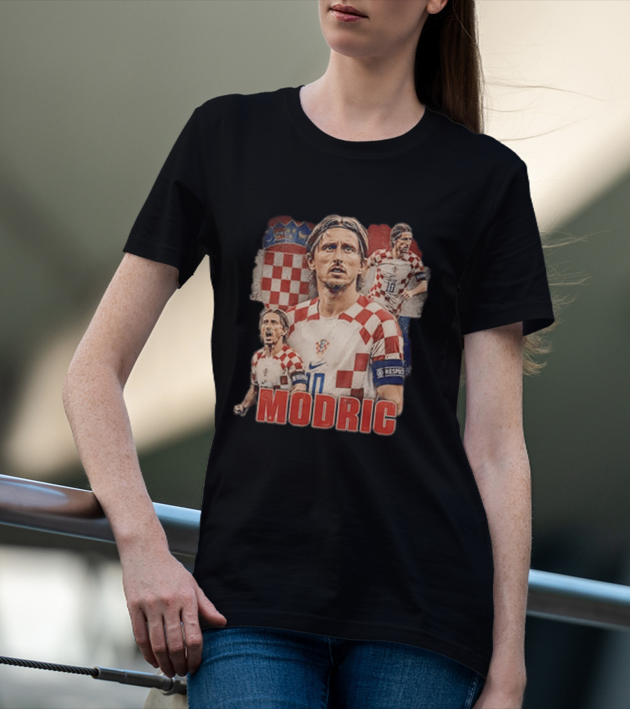 Luka Modric Croatia National Team Footballer With Croatian Flag And Number 10 T-Shirt