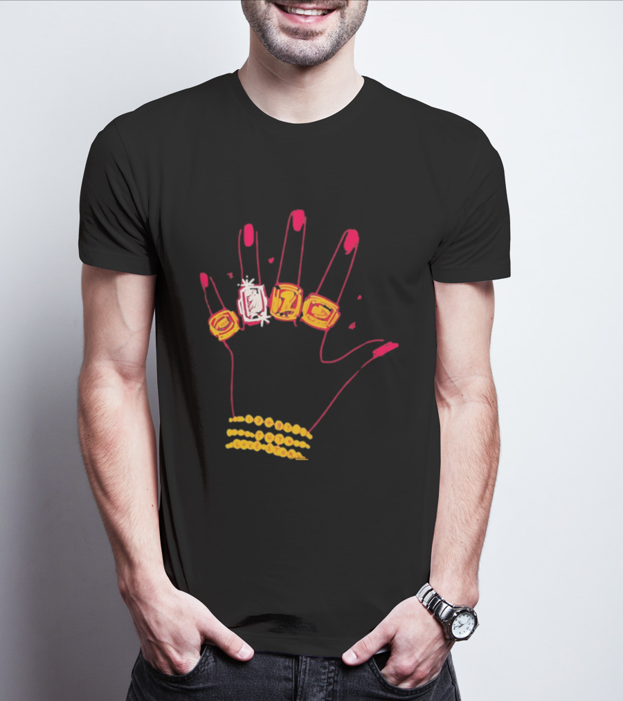 Hand Wearing Rings Bracelets 13 + 87 TNT Love Story T-Shirt
